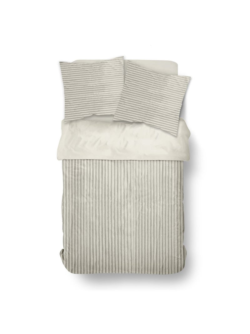 Parure de lit en polaire côtelé BIEN AU CHAUD Beige - Kiabi