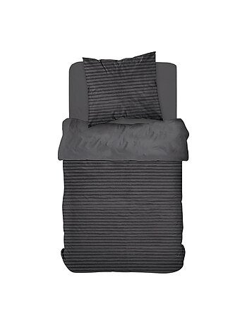 Parure de lit en polaire côtelé BIEN AU CHAUD