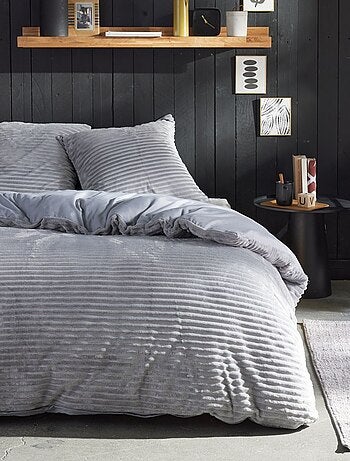 Parure de lit en polaire côtelé BIEN AU CHAUD