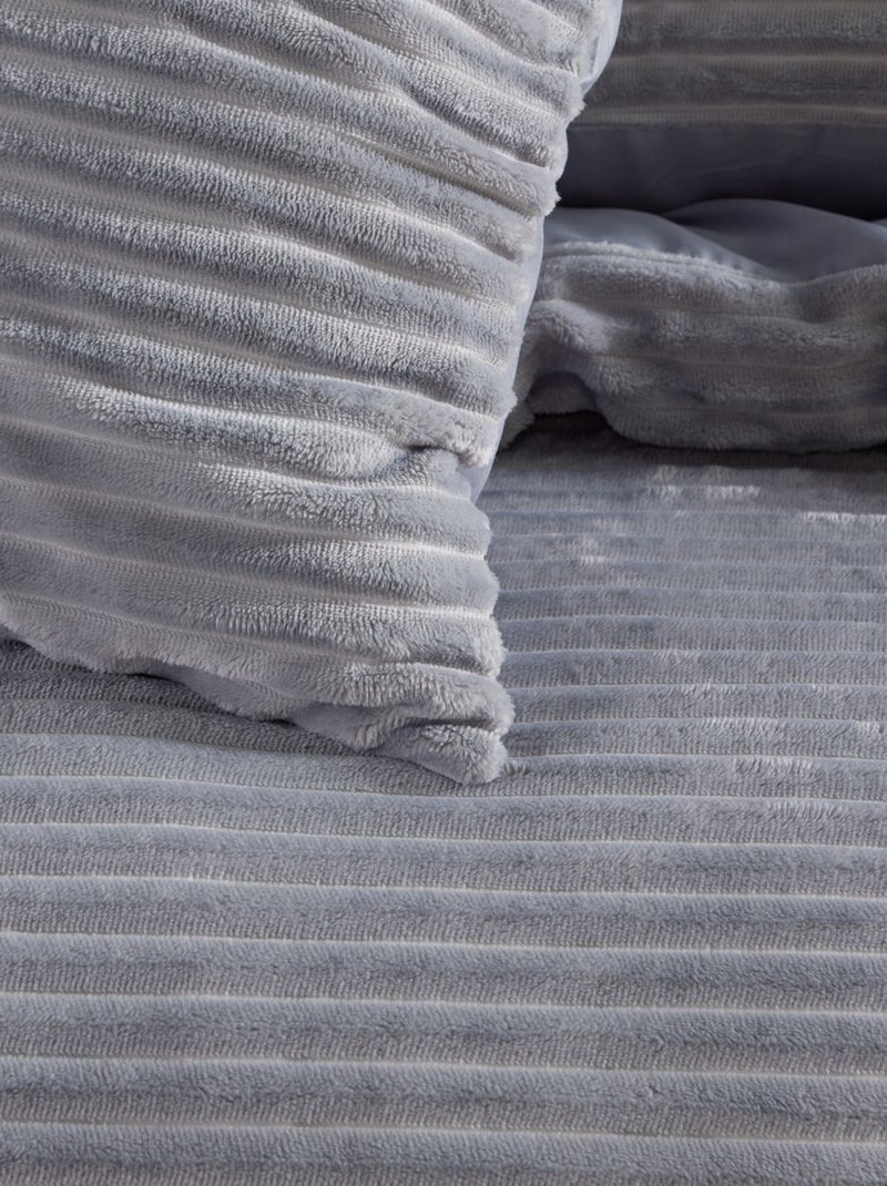 Parure de lit en polaire côtelé BIEN AU CHAUD Gris - Kiabi