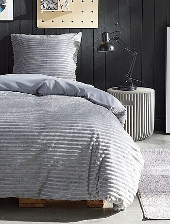 Parure de lit en polaire côtelé BIEN AU CHAUD