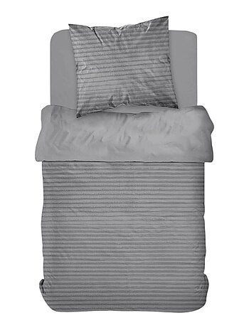 Parure de lit en polaire côtelé BIEN AU CHAUD