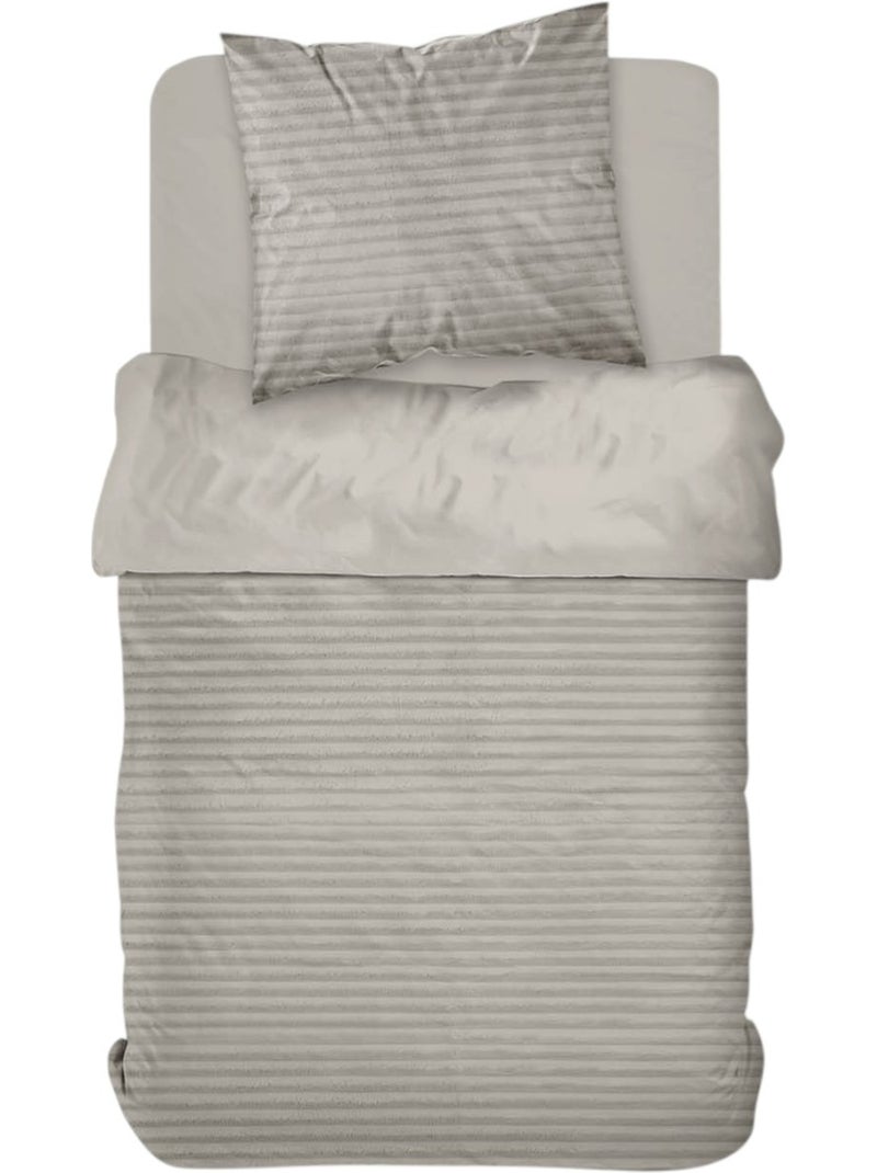 Parure de lit en polaire c?tel? BIEN AU CHAUD Beige - Kiabi