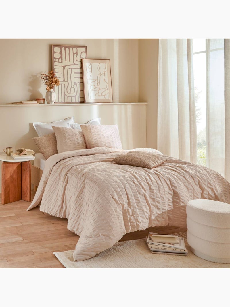 Parure de lit en polycoton gaufré IRHIA Beige - Kiabi