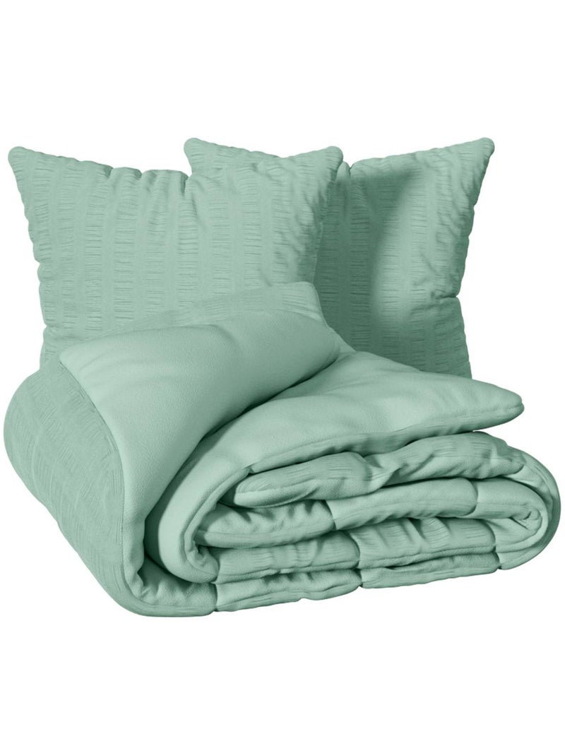 Parure de lit en polycoton gaufré IRHIA Vert clair - Kiabi