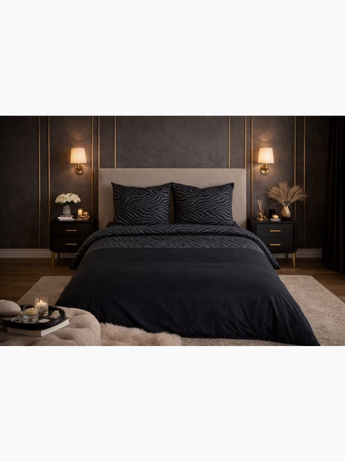 Parure de Lit en Réversible Imprimé Léopard - 240x220 / Noir - Kiabi