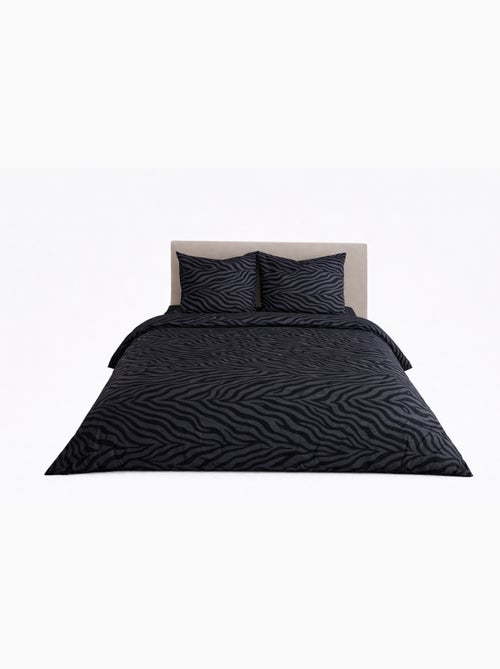 Parure de Lit en Réversible Imprimé Léopard - 240x220 / Noir - Kiabi
