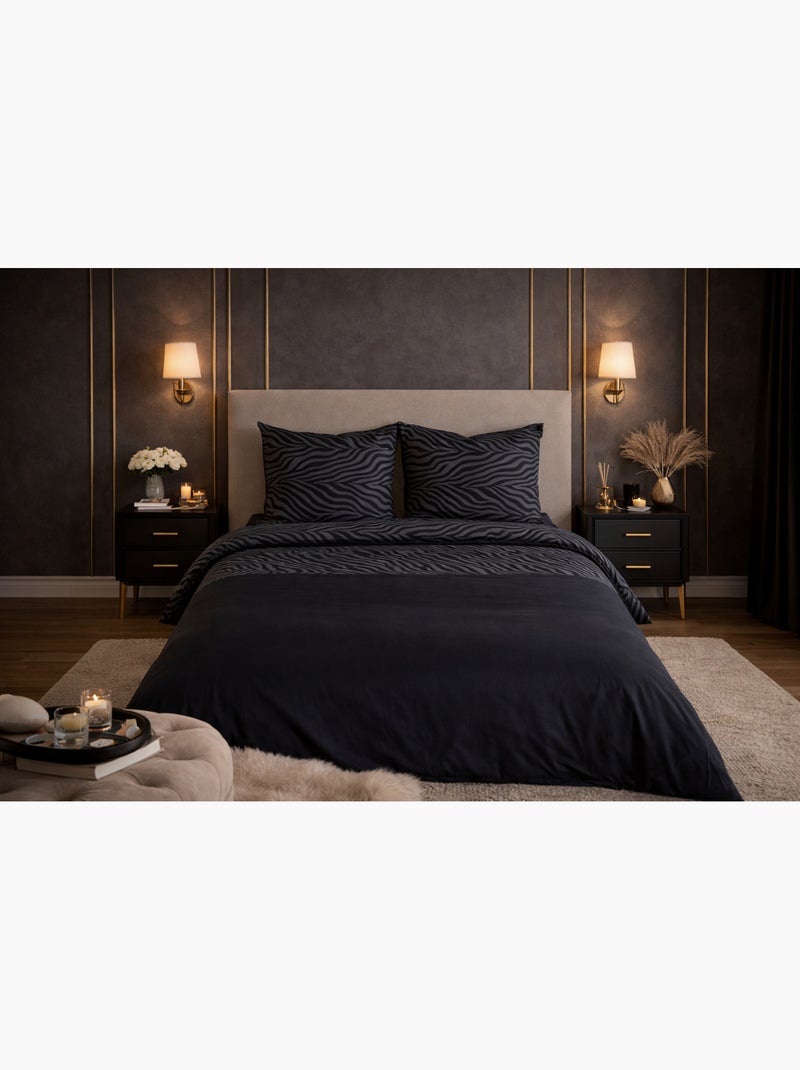 Parure de Lit en Réversible Imprimé Léopard - 240x220 / Noir Noir - Kiabi
