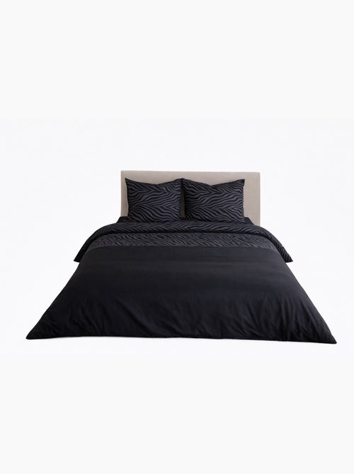 Parure de Lit en Réversible Imprimé Léopard - 240x220 / Noir - Kiabi