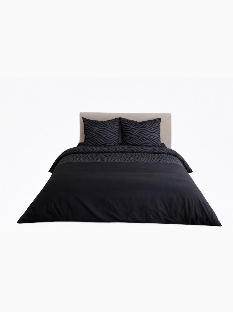 Parure de Lit en Réversible Imprimé Léopard - 240x220 / Noir Noir - Kiabi