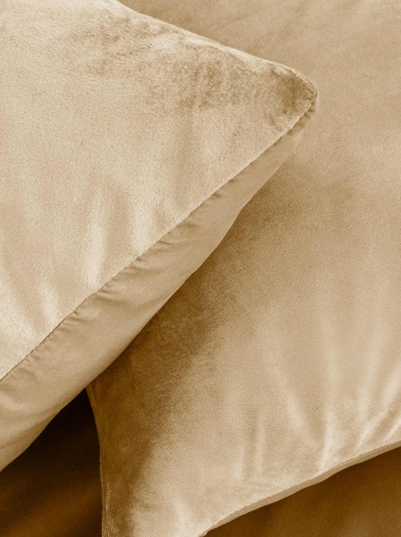 Parure de lit en velours uni Beige sable - Kiabi