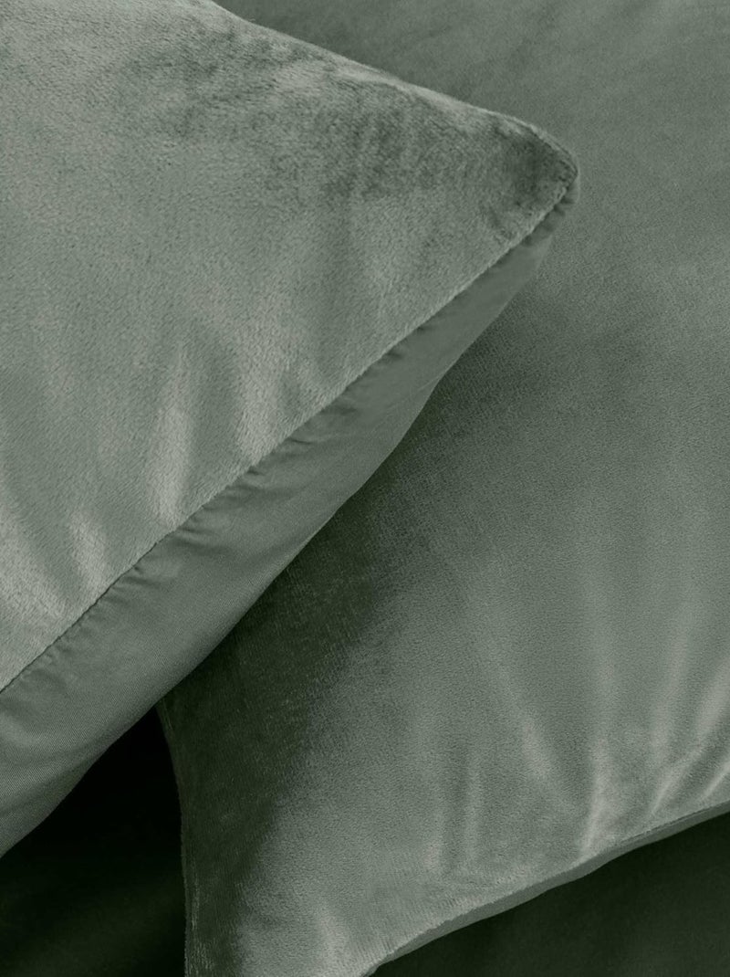 Parure de lit en velours uni Kaki - Kiabi