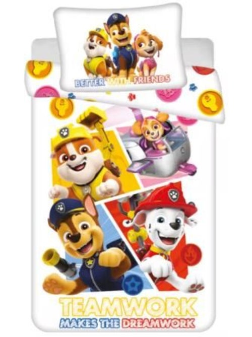 Parure de lit enfant - 100x135 cm réversible coton - pat'patrouille teamwork - Kiabi