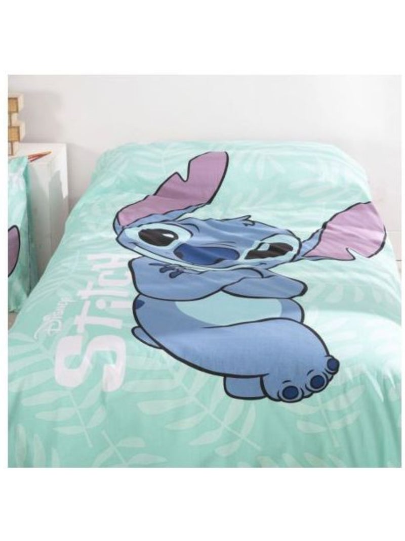 Parure de lit enfant - 140x200 cm 100% coton - disney lilo & stitch ohana Bleu - Kiabi