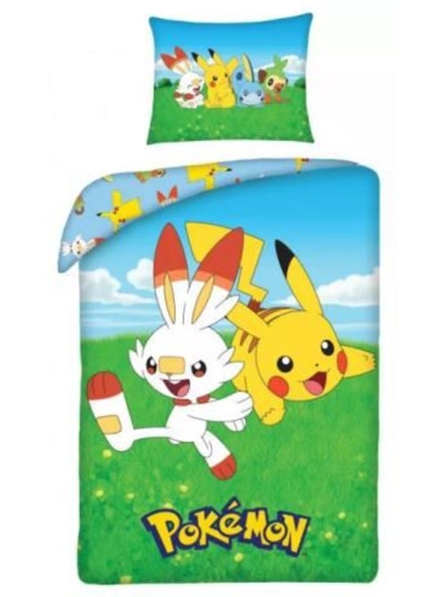 Parure de lit enfant - 140x200 cm 100% coton bleu - pokémon - Kiabi Parure de lit enfant - 140x200 cm 100% coton bleu - pokémon - Kiabi