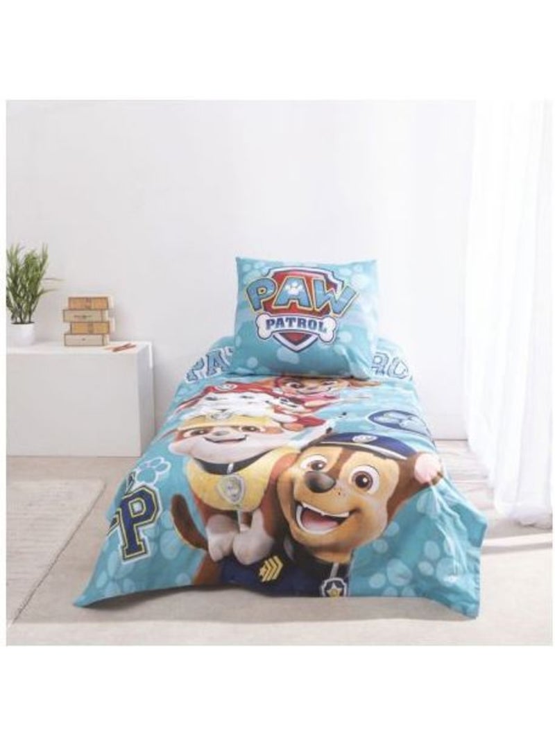 Parure de lit enfant - 140x200 cm coton doux bleu - pat'patrouille Bleu - Kiabi