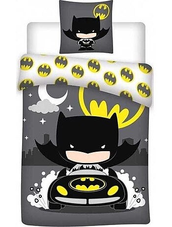 Parure de lit enfant - 140x200 cm microfibre réversible - batman comics