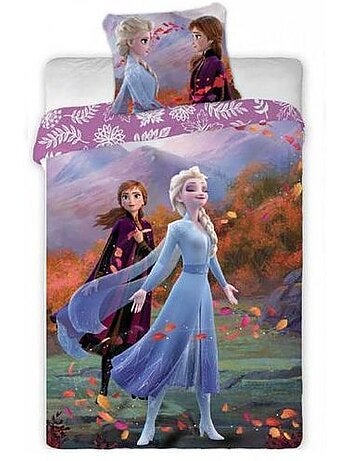 Parure de lit enfant - 140x200 cm polyester réversible - disney frozen 2