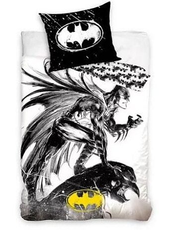 Parure de lit enfant - 140x200 cm réversible anthracite - batman grafit