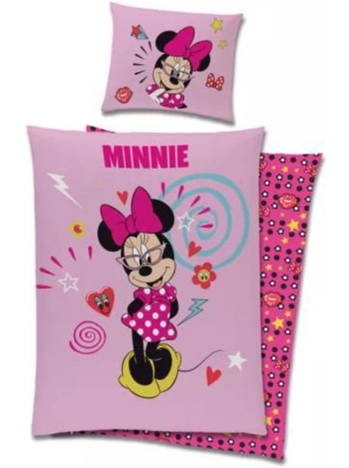 Parure de lit enfant - 140x200 cm réversible coton - disney minnie mouse - Kiabi