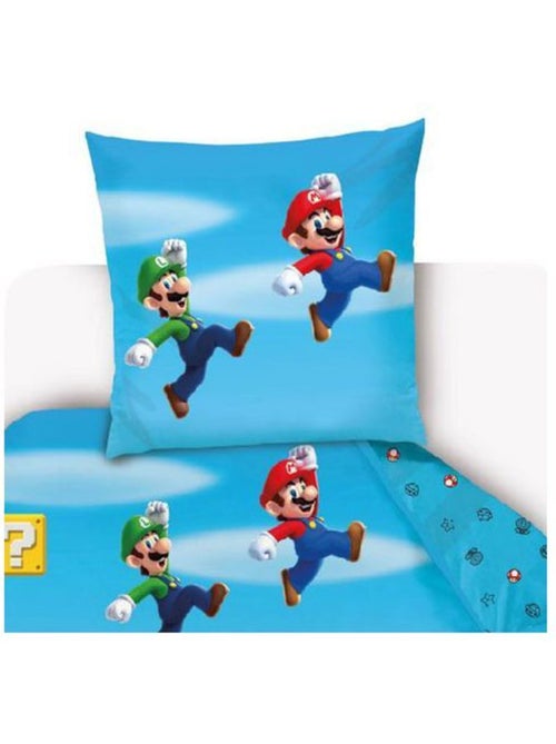 Parure de lit enfant - 140x200 cm réversible coton - super mario & luigi - Kiabi