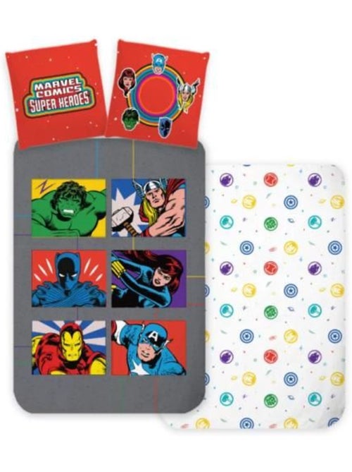 Parure de lit enfant - 140x200 cm réversible grise - marvel avengers - Kiabi