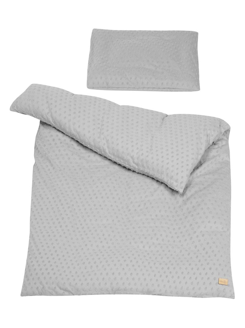 Parure de lit enfant - Housse de couette + taie d'oreiller en coton bio 'Roba lil planet' Gris Argenté - Kiabi