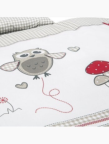 Parure de lit enfant - Housse de couette + taie d'oreiller en coton 'Roba adam et eule'
