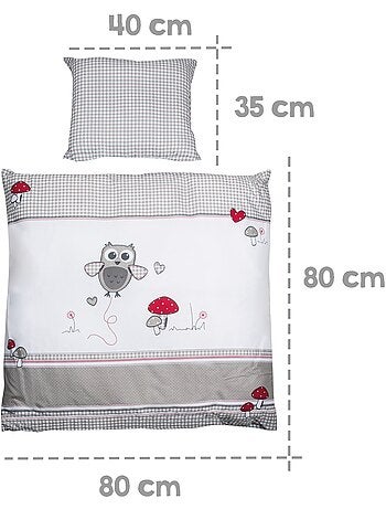 Parure de lit enfant - Housse de couette + taie d'oreiller en coton 'Roba adam et eule'