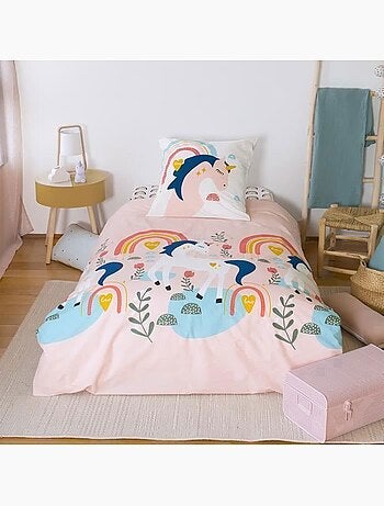 Parure de lit enfant - réversible licorne - 2 pièces