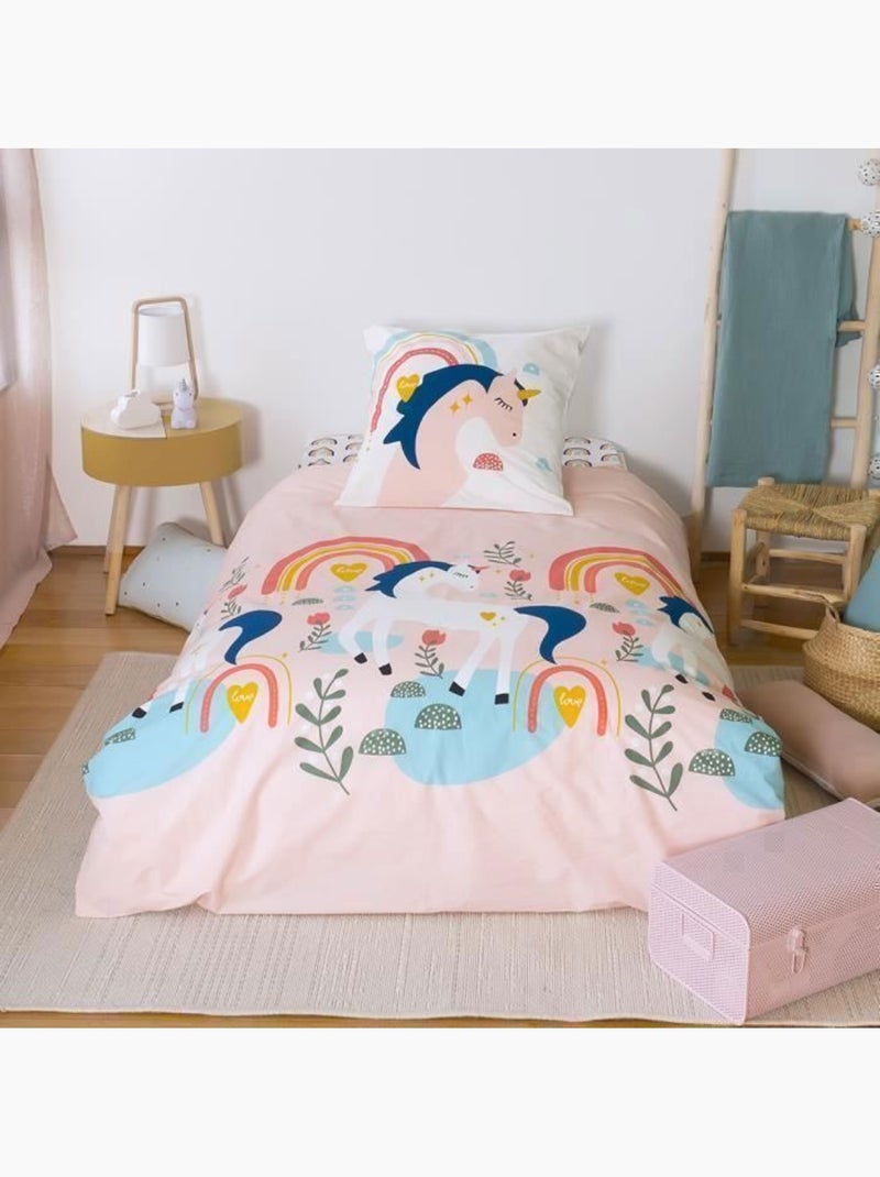 Parure de lit enfant - Réversible licorne - 2 pièces Rose - Kiabi