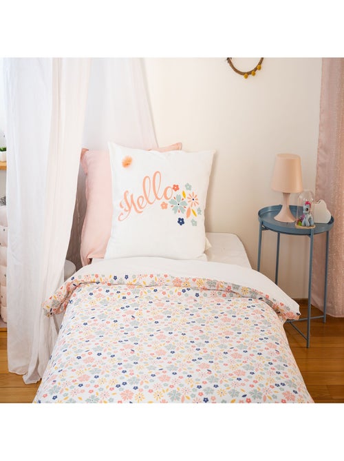 Parure de lit enfant 100% coton à message HELLO - Kiabi