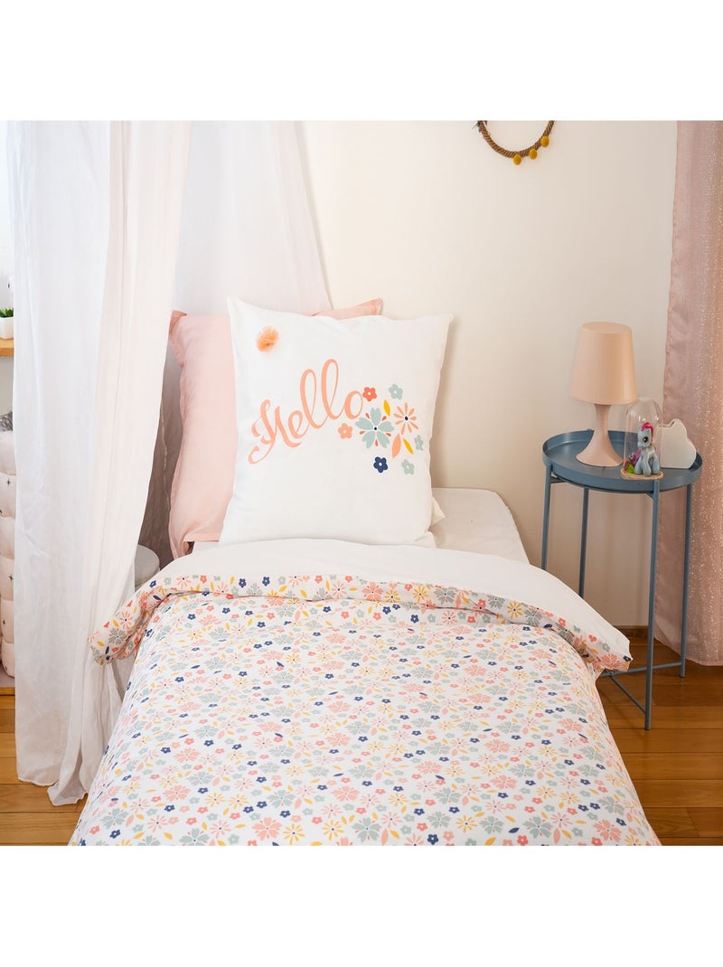 Parure de lit enfant 100% coton à message HELLO Rose - Kiabi