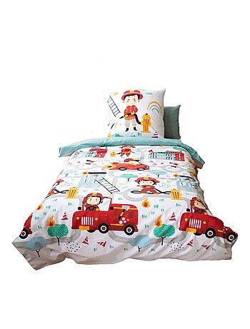 Parure de lit enfant 100% coton adouci motif pompier