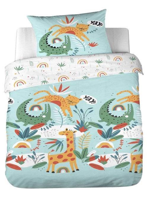 Parure de lit enfant 100% coton adouci motif safari - Kiabi