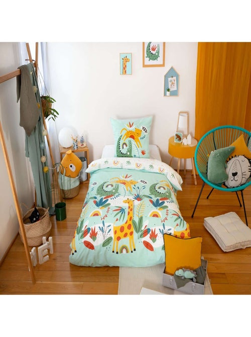 Parure de lit enfant 100% coton adouci motif safari - Kiabi