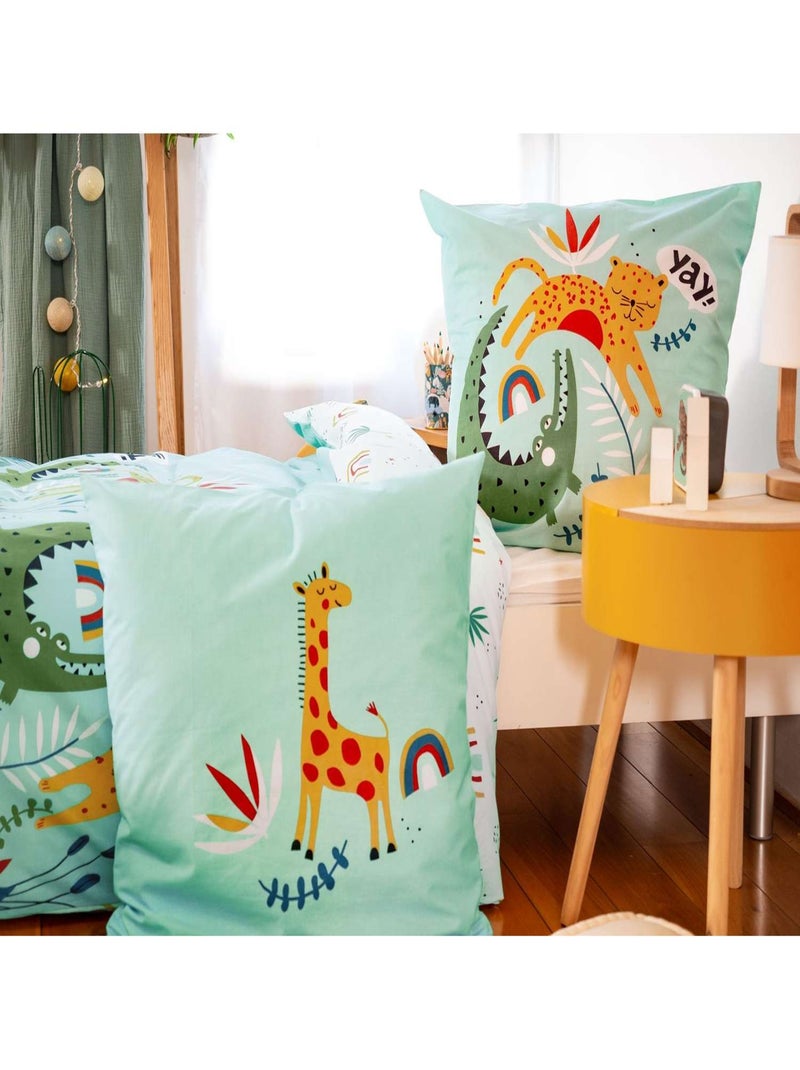 Parure de lit enfant 100% coton adouci motif safari Multicolore - Kiabi