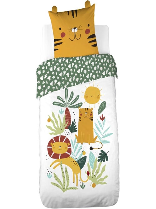 Parure de lit enfant 100% coton adouci motif tigre avec oreilles ludiques - Kiabi