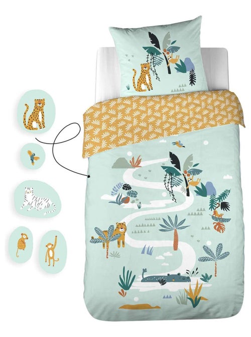 Parure de lit enfant 100% coton avec animaux à scratch - Kiabi