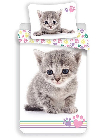 Parure de lit enfant 100% coton 'chatons' – 140 x 200 cm