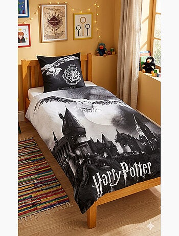 Parure de Lit Enfant, 100% Coton, Harry Potter Réversible Edwige, Lit 1 Place