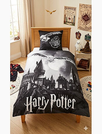Parure de Lit Enfant, 100% Coton, Harry Potter Réversible Edwige, Lit 1 Place