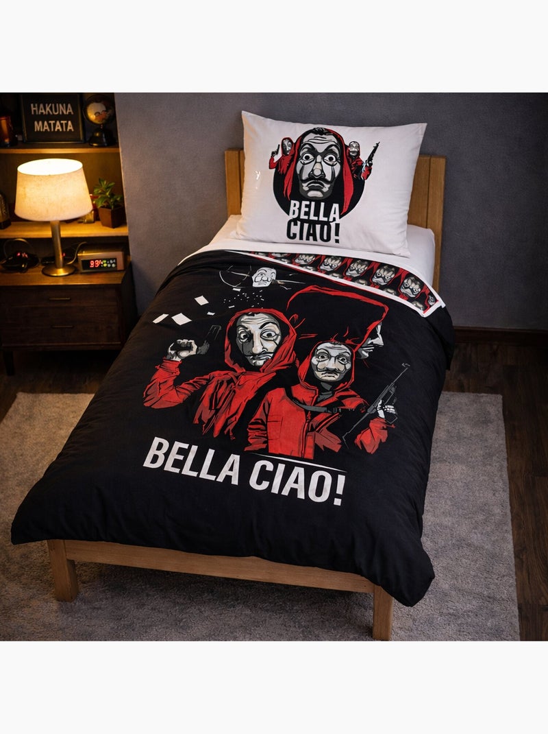 Parure de lit enfant 100% coton imprimées - CASA DE PAPEL Noir - Kiabi