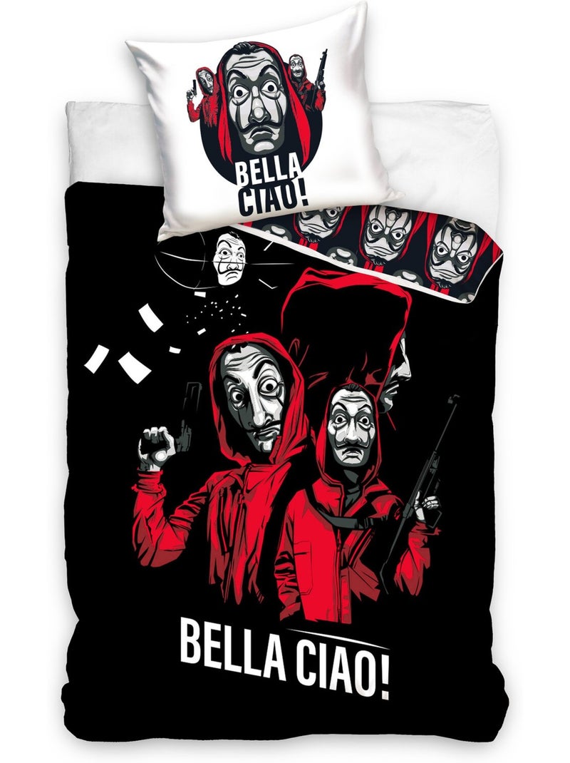 Parure de lit enfant 100% coton imprimées - CASA DE PAPEL Noir - Kiabi