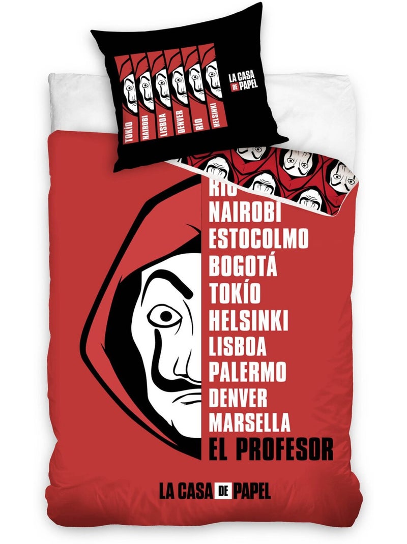 Parure de lit enfant 100% coton imprimées - CASA DE PAPEL Rouge - Kiabi