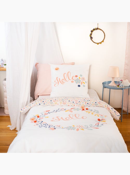 Parure de lit enfant 100% coton imprimées - Hello - Kiabi