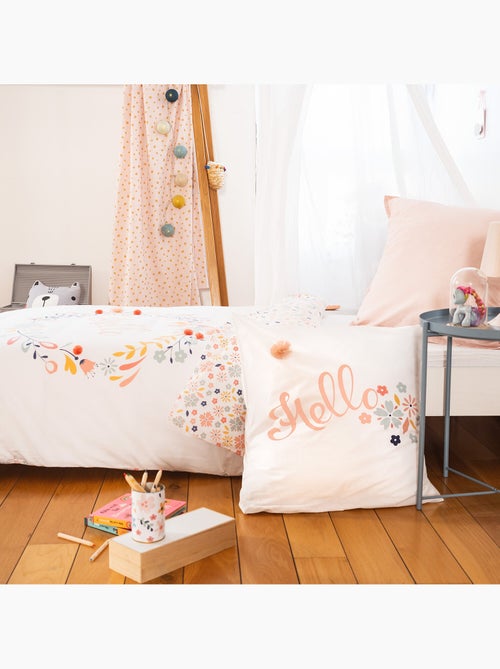 Parure de lit enfant 100% coton imprimées - Hello - Kiabi