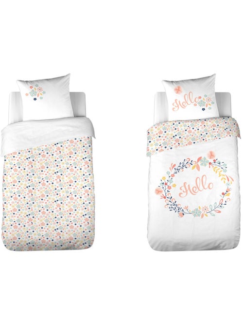 Parure de lit enfant 100% coton imprimées - Hello - Kiabi