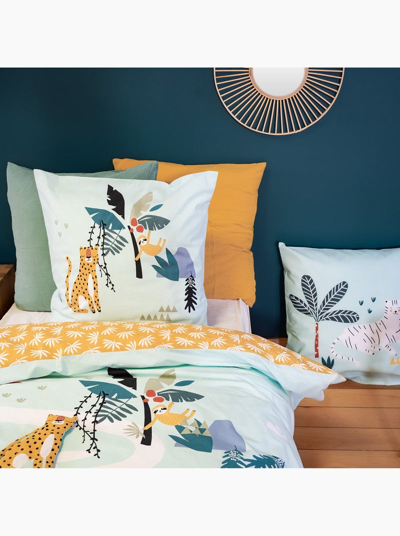 Parure de lit enfant 100% coton imprimées - JUGLE MANIA Vert - Kiabi