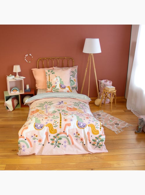 Parure de lit enfant 100% coton imprimées - LICORNE - Kiabi